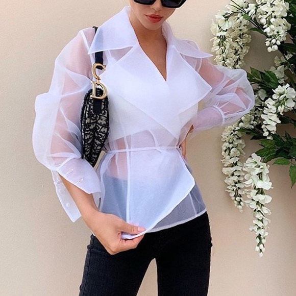 Free People Lace Blouse Transparent Top Tee Boho Sheer - Picture 10 of 12